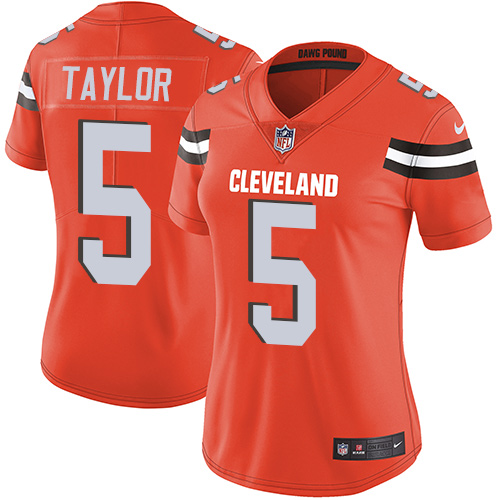 Nike Browns #5 Tyrod Taylor Orange Alternate Women's Stitched NFL Vapor Untouchable Limited Jersey